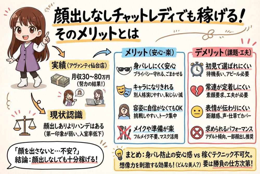 顔出しなしチャットレディでも稼げる！そのメリットとは